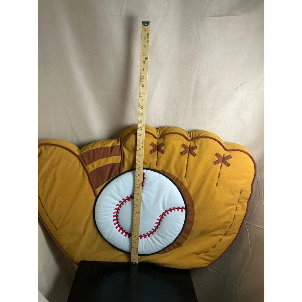 Baseball Glove and Ball Decorative Bed Post Pillow Twin Size Yellow Sports Decor